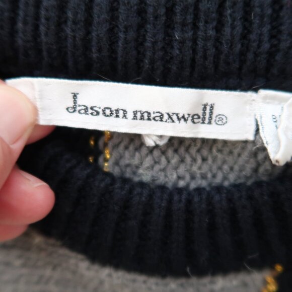 Jason Maxwell Vintage Womans Small Dolman Sleeve Metallic Stripe Sweater Retro - Picture 3 of 5